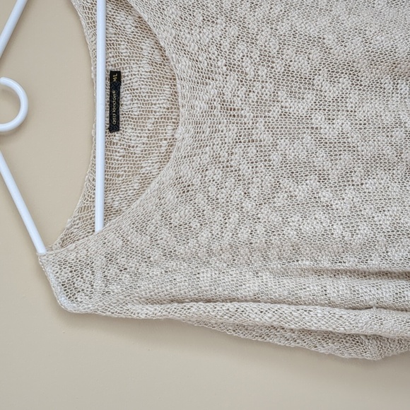 QED London M/L Lace Bottom M/L Cream Ivory Open Knit Sweater Top - Picture 4 of 15